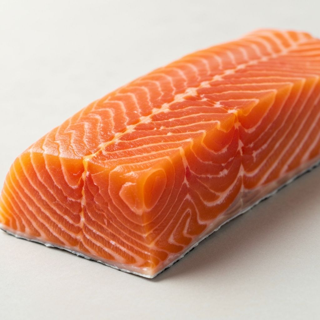 Fresh salmon fillet with natural marbling